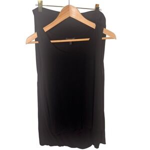 Eileen Fisher Petite PM Black Silk Knit Tank & Balloon Skirt Set Minimalist Matc